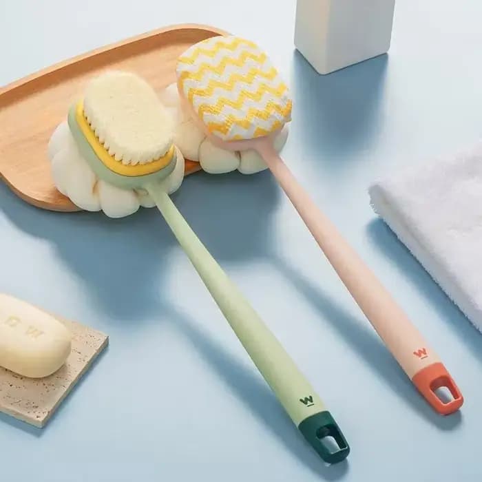 Loofah-Épurateur de dos à long manche pour femme, brosse Linge de douche avec éponge en maille douce, gIslande du dos de massage, bain expansif pour la peau
