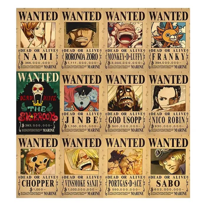 Anime Luffy Gear 5 une pièce primes recherché affiches 4 empereurs loi enfant figurines Vintage salon décoration murale autocollants jouets