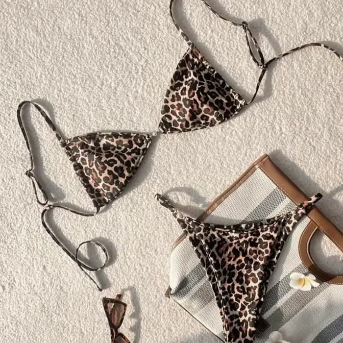 Maillot de bain deux pièces imprimé léopard