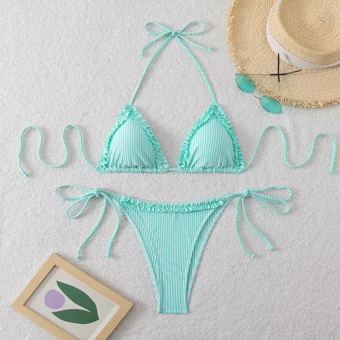 Nouvel ensemble de bikini sexy à col halter et liens latéraux