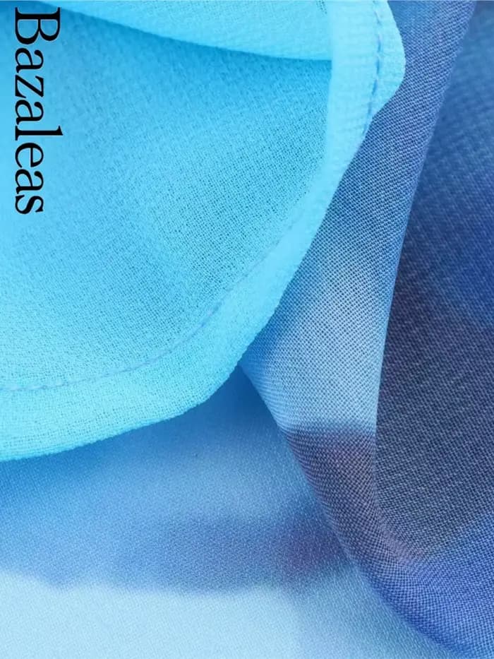 Bazaleas 2025 vacances dos nu femmes robe Sexy col en V profond bleu imprimé fleuri