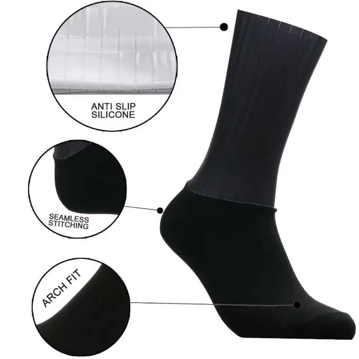 Chaussettes de cyclisme à rayures Aero, antidérapantes, sans couture, en Silicone, pour course à pied, sport, vélo de route, 2025 Pro Team