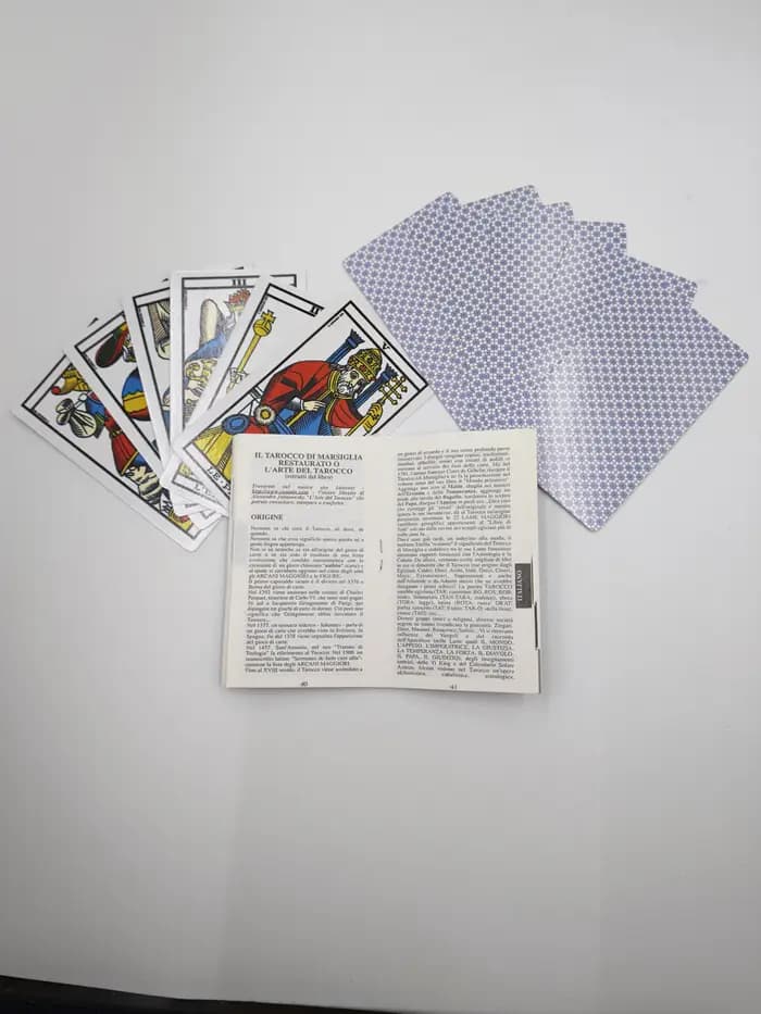 Version française. Tarot de Marseille, ensemble complet de 78 cartes, jeu de tarot de Marseille vintage original avec guide, cartes de divination