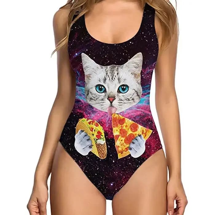 Sexy drôle blague poitrine imprimé femmes maillot de bain