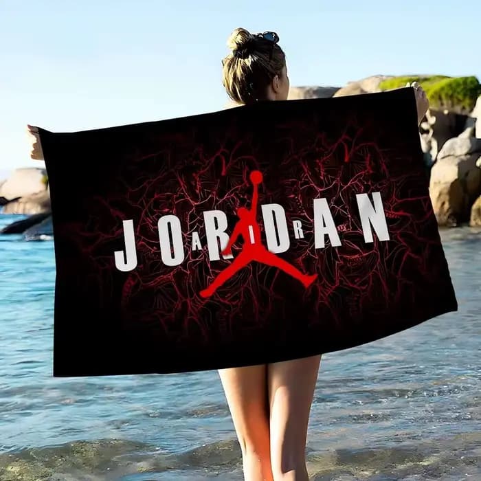 Serviette de plage Jordan Basketball Logo en tissu à séchage rapide avec impression 2D sur une face