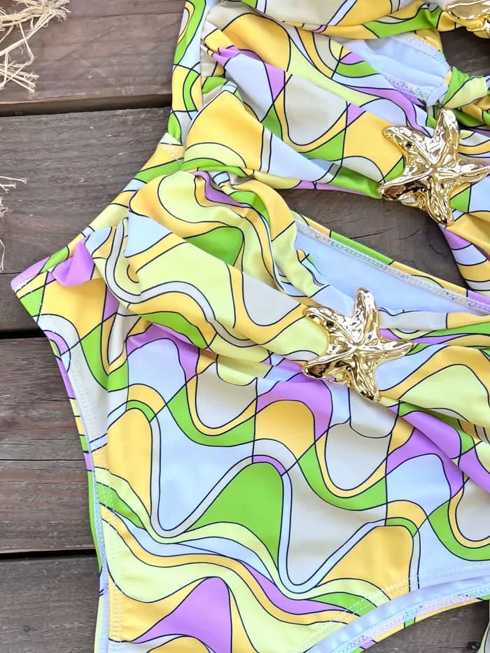 Ensemble de bikini étoile de mer avec jupe pour femme