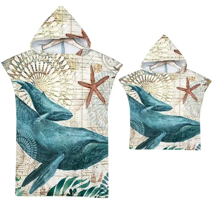Serviette à capuche en microfibre à séchage rapide avec imprimé 2D de tortue marine