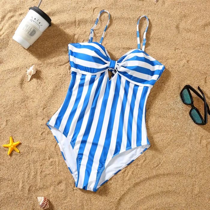 Famille maillot de bain mère fille maillots de bain père fils short de bain 2023 été rayé maman et fille Bikini costume correspondant tenue