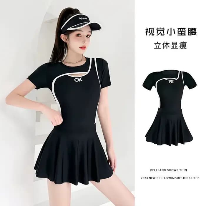 Nouveau maillot de bain pour femmes, couvrant la chair et amincissant, maillot de bain une pièce pour filles, couvrant le ventre, maillot de bain de source chaude