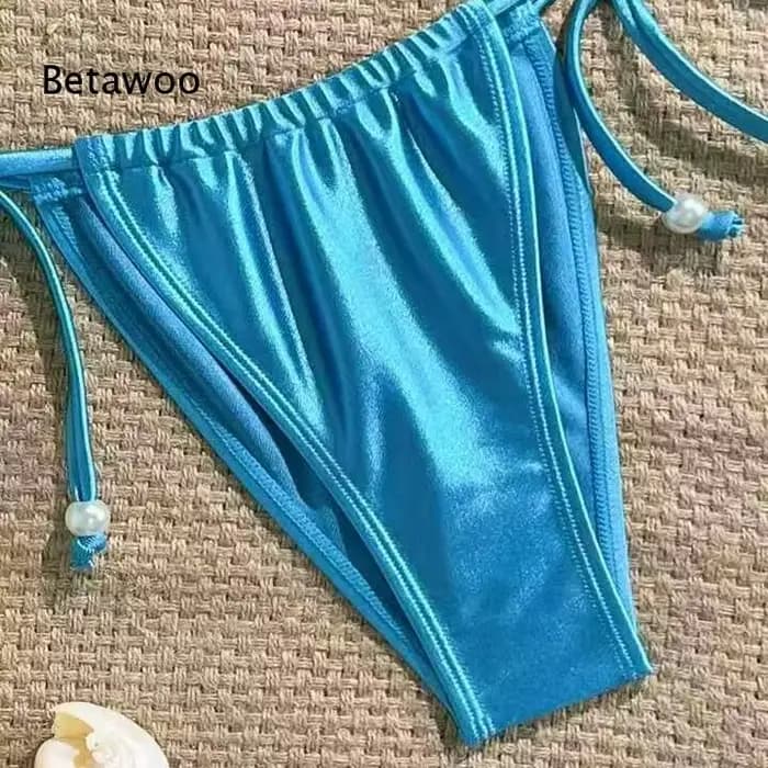 Ensemble de bikini halter brodé de coquillages pour femme Betawoo