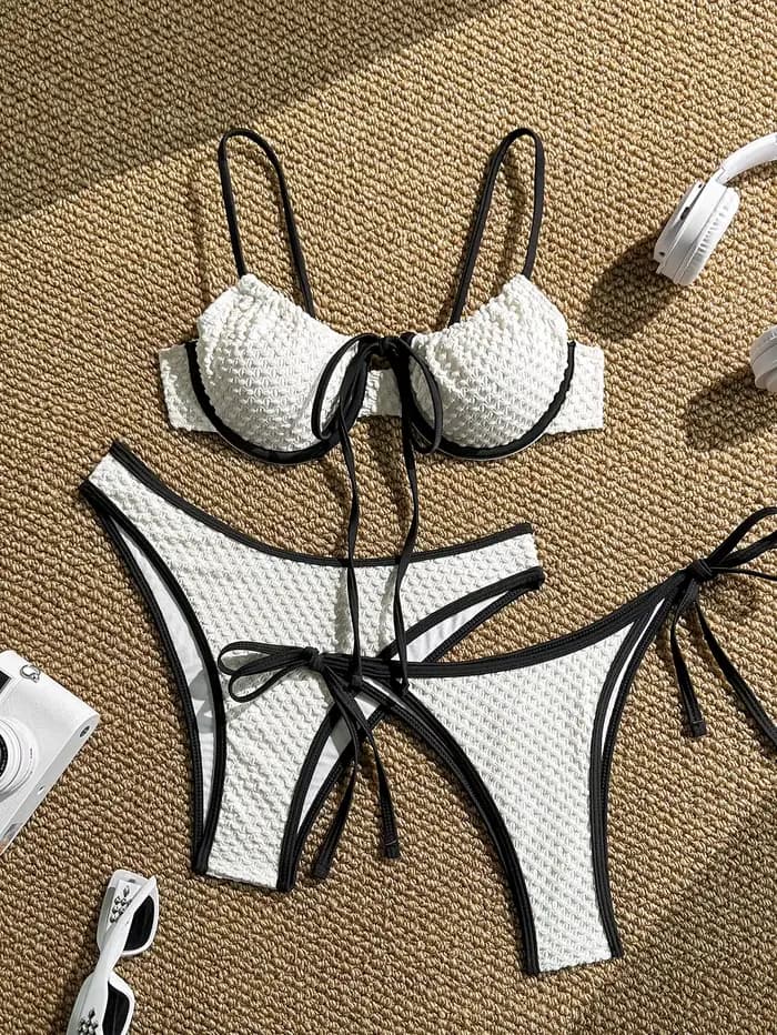 Ensemble bikini 3 pièces blanc 2026 pour femme