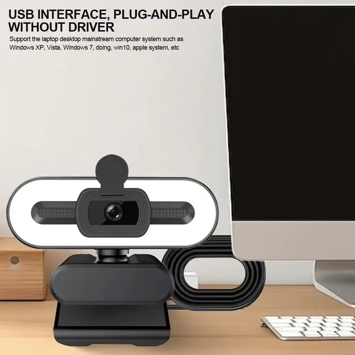 Webcam Full HD 1080P 2K 4K avec Microphone PC portable Webcam à mise au point automatique Streaming en direct diffusion en direct et Webcams lumineuses flexibles