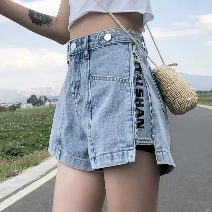 Mini Short en Denim pour Femme, Pantalon Court Large, Imprimé Punk, Bas Prix, artificiel astique, Mode de Luxe Y2k Harajuku XL