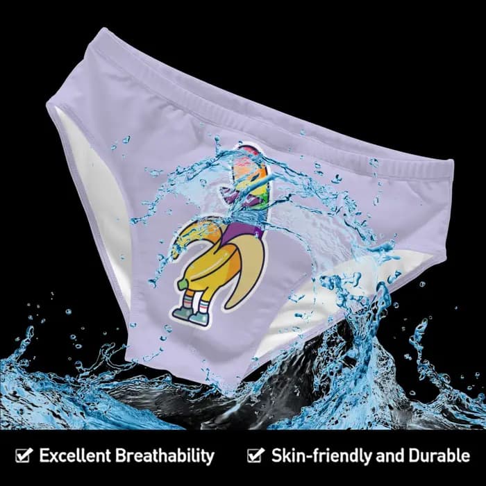 Maillot de bain pour homme motif banane de dessin animé, short de plage amusant et original, slip de bain athlétique, maillot de bain sexy pour homme