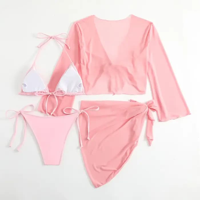 Ensemble de bikinis micro mini roses pour femmes