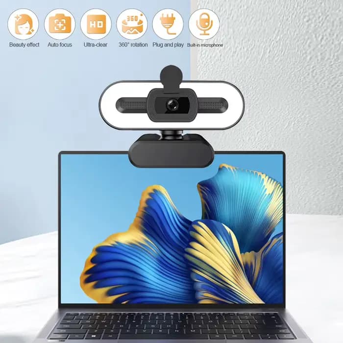 Webcam Full HD 1080P 2K 4K avec Microphone PC portable Webcam à mise au point automatique Streaming en direct diffusion en direct et Webcams lumineuses flexibles
