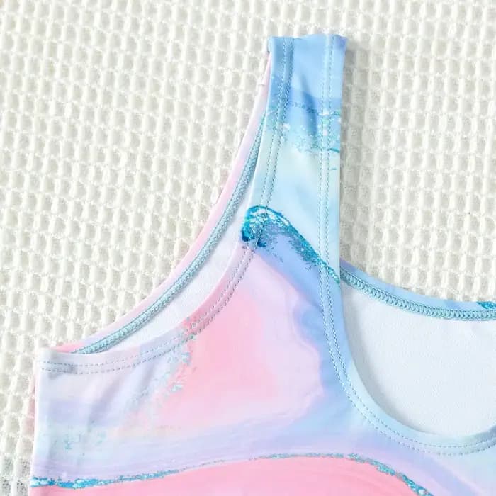Maillot de bain une pièce imprimé Tie-dye pour enfants, nouveau Design, pour adolescentes, maillots de bain bleus, maillots de bain de 5 à 15 ans