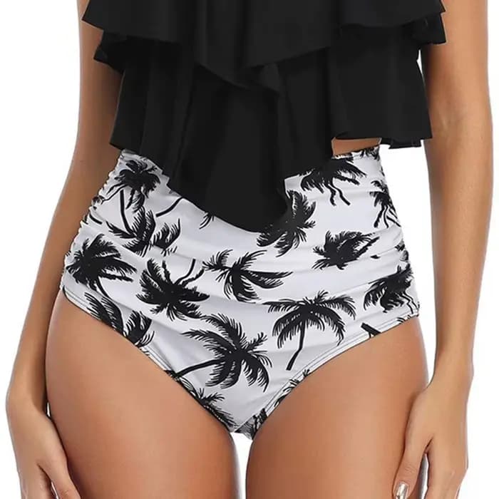 Ensemble Bikini élégant maillot de bain femmes volants couches débardeur taille haute Bikini été 2025 nouveau vacances plage maillot de bain 2 pièces