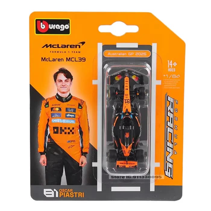 Bburago 1:64 2025 F1 McLaren Formule 1 Équipe MCL39 # 4 Lando Norris # 81 Oscar Piastri alliage voiture moulé sous pression modèle jouet à collectionner