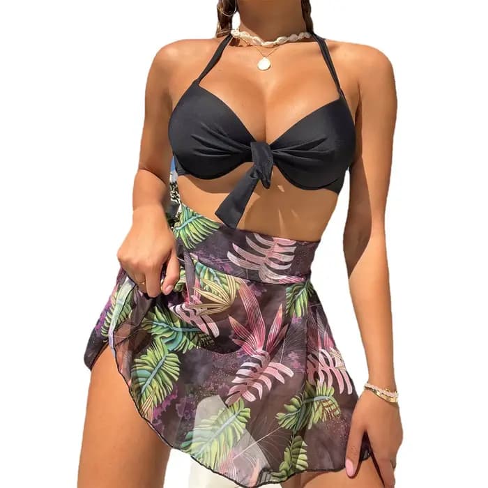 Cikini-Ensemble de bikinis push-up à imprimé tropical pour femme