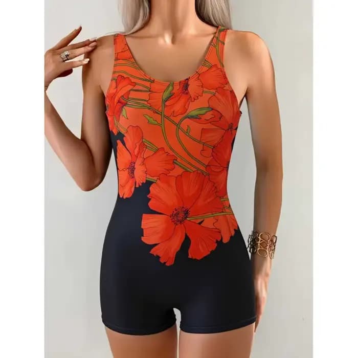 Maillot de bain une pièce sexy à imprimé floral, tenue d'été tendance pour femme, élastique, résistant à l'usure, haute élasticité, fibre de polyester
