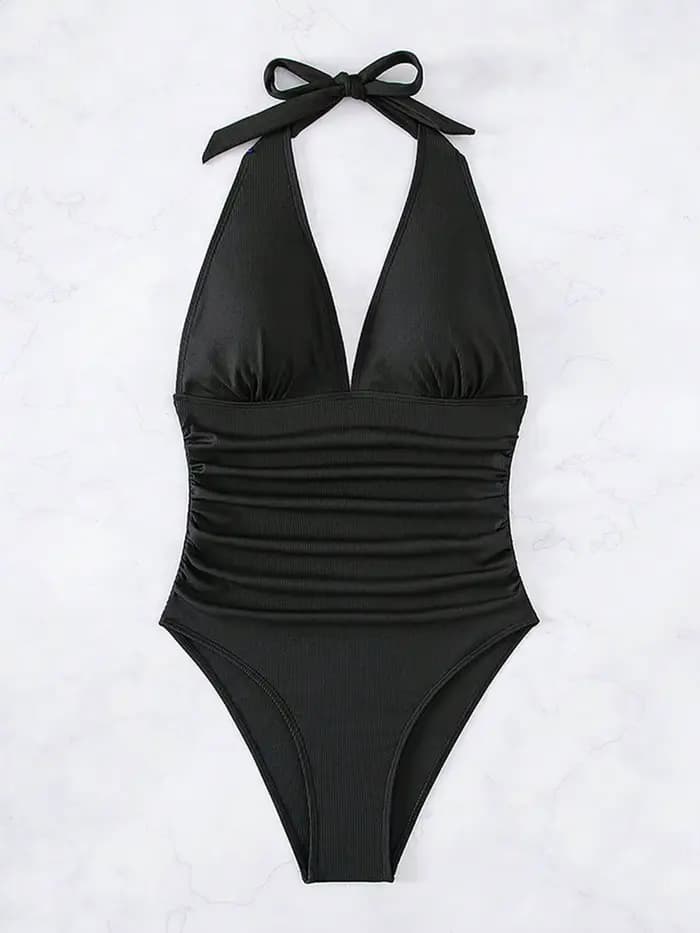 2025 nouveau Sexy col en v profond une pièce maillot de bain pour femmes licou Push Up maillots
