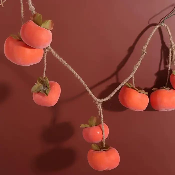 8 fruits de Simulation de kaki, 80cm, Orange, artificiel, tenture murale, pendentif en plastique, décoration de plafond