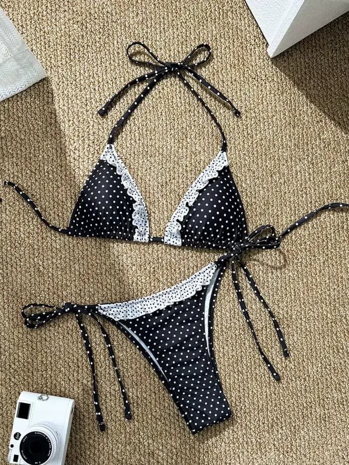 Maillot de bain bikini femme 2026 mignon et sexy avec bretelles à nouer