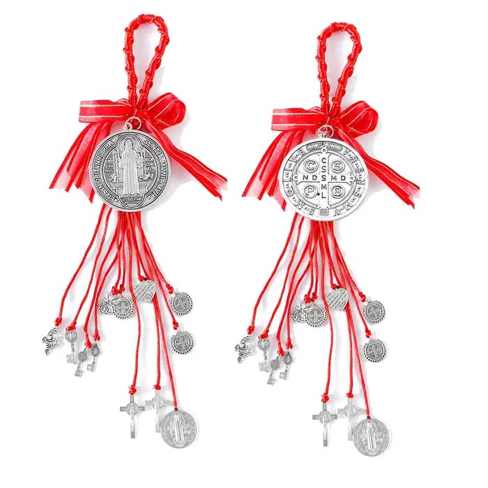 2 pièces/ensemble Saint benoît médaille Protection bénédiction charme Crucifix cadeaux de pâques catholique San Benito Medalla bijoux faits à la main cadeau