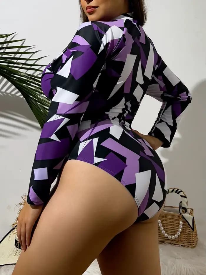 Maillot de bain une pièce grande taille à manches longues pour femme 2026 – Combinaison de surf et de natation pour la plage