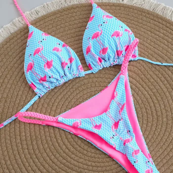 Ensemble Bikini brésilien Sexy Push Up maillot de bain deux pièces Triangle cravate côté bas plage vêtements de
