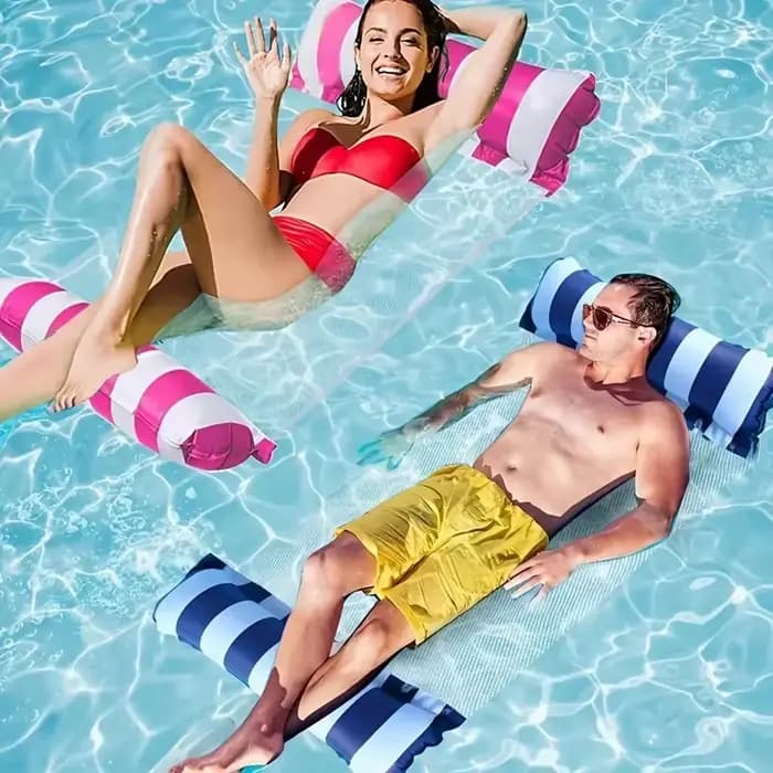 Chaises longues rayées haut de gamme pour piscine - Matelas de bain de soleil durables