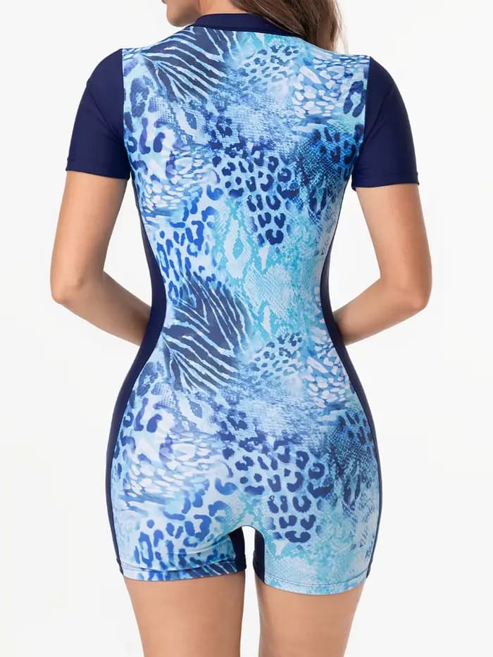 Manches courtes surf body 2025 femmes une pièce maillot de bain à glissière dame maillots de sport femme baigneurs