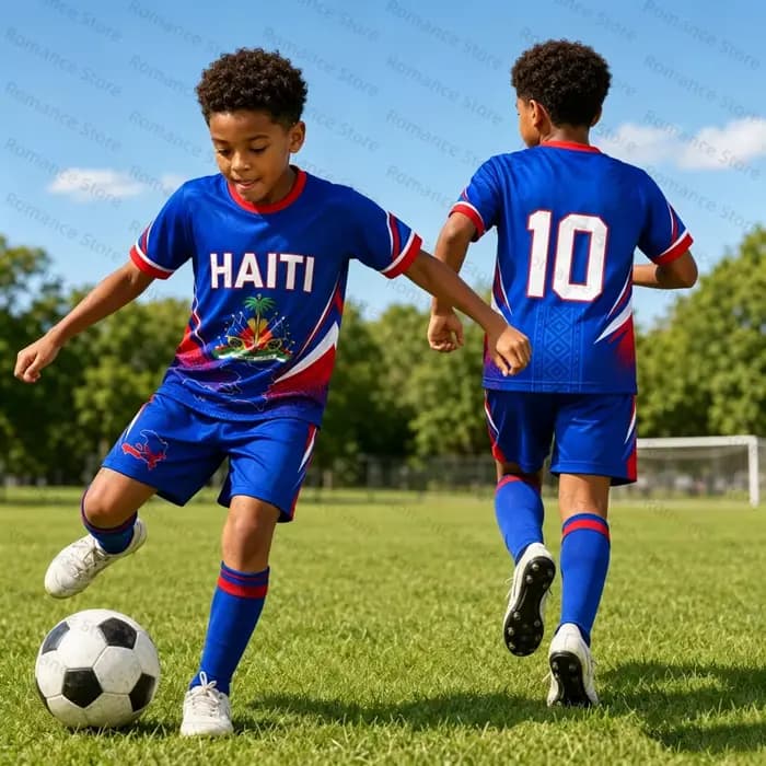 Ensemble de maillots de football d'Haïti 10 # Tenue de football respirante pour homme et femme, ensemble maillot et short d'entraînement