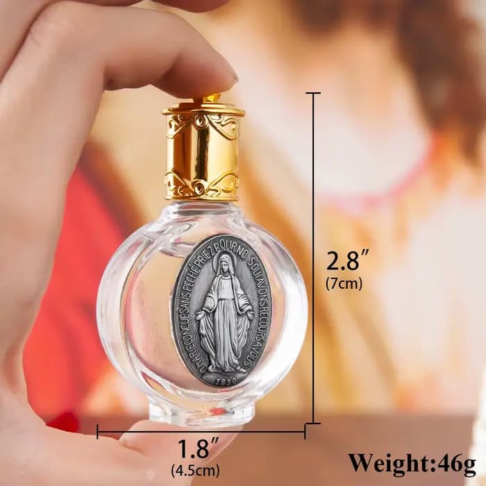HTISOK Bouteille d'eau bénite chrétienne orthodoxe, navire sacré fabriqué à la main avec gravure croisée pour les sacrifiés d'église, les bénédictions de la maison