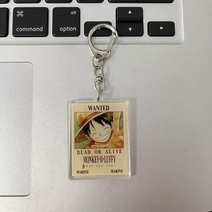 Porte-clés en acrylique One Piece, motif affiche de recherche de récompense, style dessin animé mignon, pendentif pour sac à dos d'étudiant, marchandise d'anime en gros