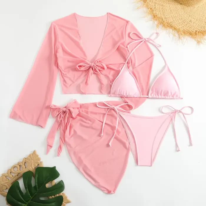 Ensemble de bikinis micro mini roses pour femmes
