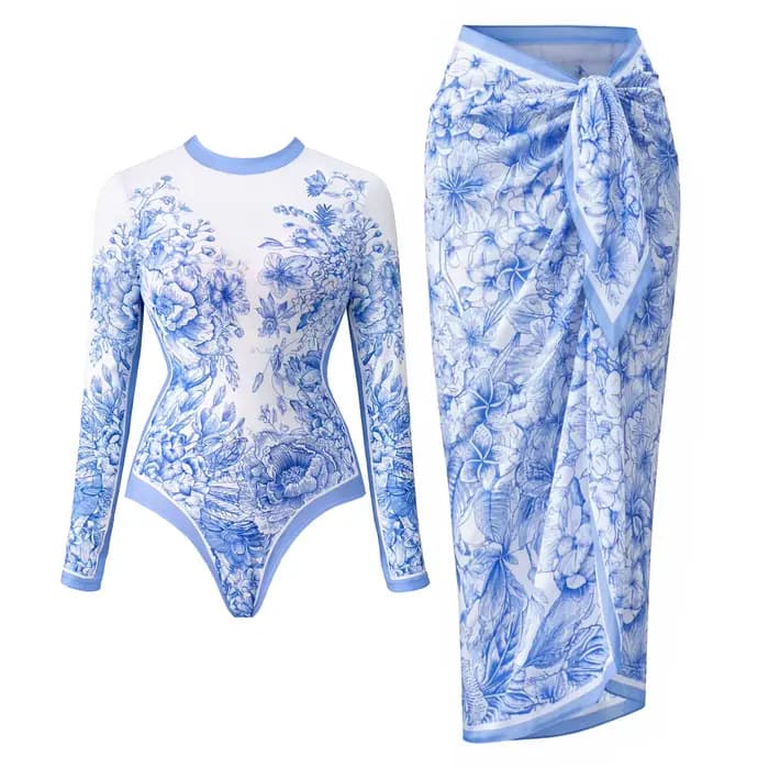 Nouveau Maillot de Bain 2 Pièces Femme 2026 – Ensemble Bikini Sport Surf Manches Longues