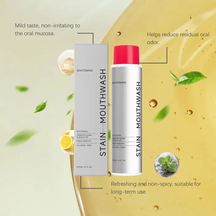 Bain de bouche blanchissant pour les dents, élimine les mauvaises odeurs, élimine les taches dentaires, nettoyage buccal, haleine fraîche, protège les gencives, bain de bouche rafraîchissant 237ml