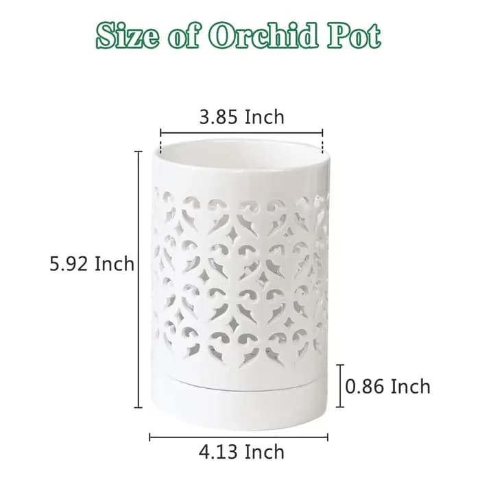 Pots d'orchidées avec trous, pot d'orchidée en céramique de 4 pouces pour le rempotage, pot de jardinière de fleurs d'intérieur et d'extérieur, blanc respirant