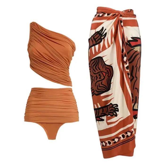 Maillot de bain une pièce à une épaule avec jupe