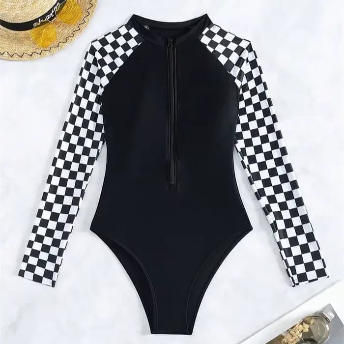 Maillot de bain une pièce à carreaux