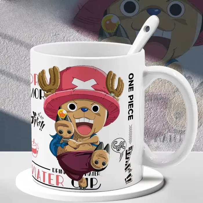 Nouvelle tasse à café en céramique One Piece Kawaii, avec des personnages de dessins animés Luffy, Chopper, Zoro, Usopp, pour les fêtes