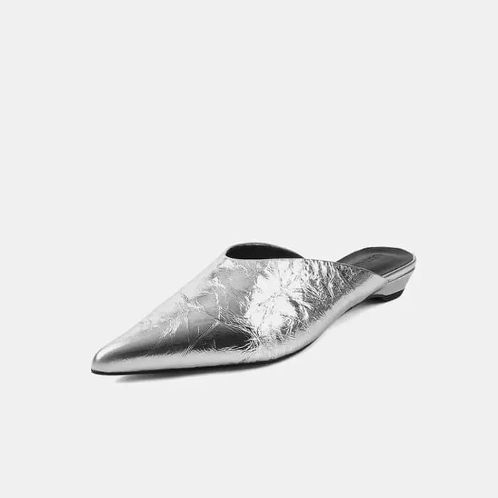 Mules pointues haut de gamme pour femmes, vêtements d'été, demi-pantoufles paresseuses à la mode avec talons moyens et épais, chaussures