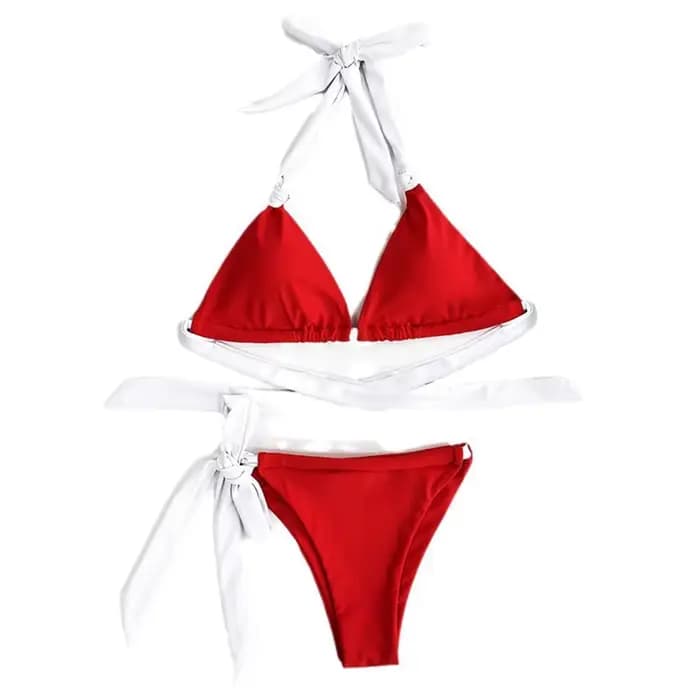 Maillot de bain rouge avec bandeau blanc