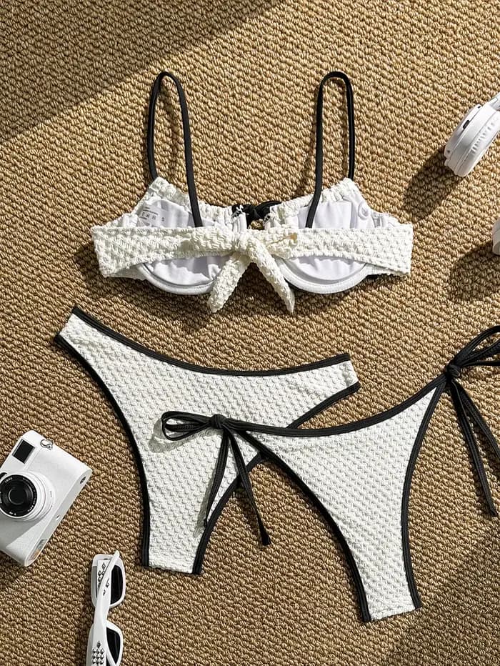 Ensemble bikini 3 pièces blanc 2026 pour femme