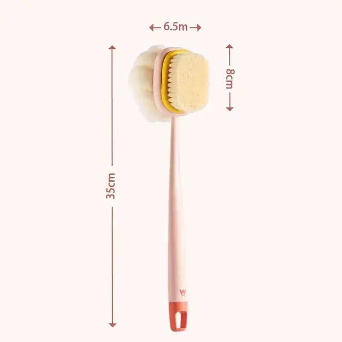 Brosse de douche exfoliante pour le dos avec long manche et éponge en maille douce pour femmes, pour le massage et l'exfoliation de la peau
