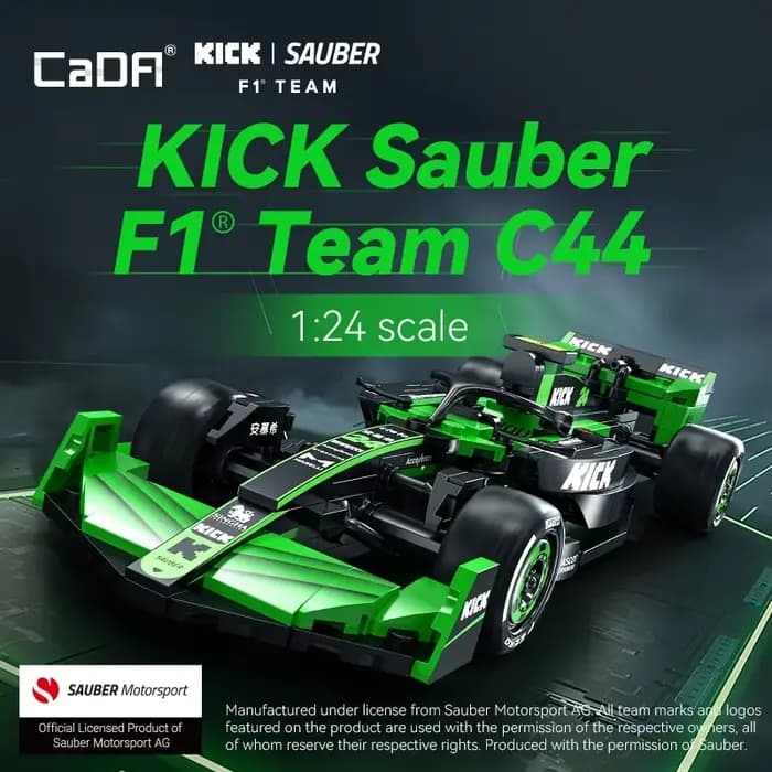 CaDA 2024 MOC Sauber F1 Team C44 formule 1 (F1) voiture de course blocs de construction de voiture de sport cadeau de vacances jouet de bloc de construction pour enfants