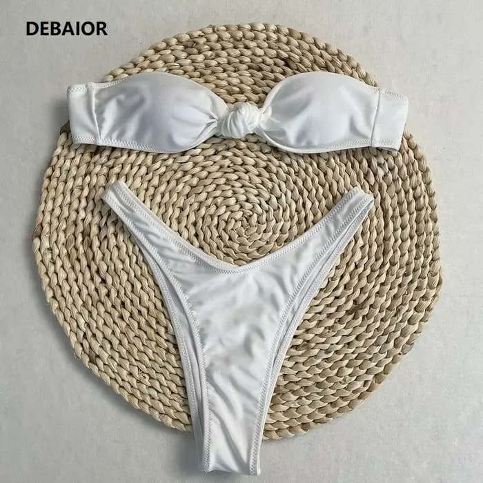DEBAIOR Sexy noeud Bikini ensemble maillot de bain pour femmes maillot de bain Push Up hors de l'épaule maillot de bain maillots de bain maillot de bain baigneurs