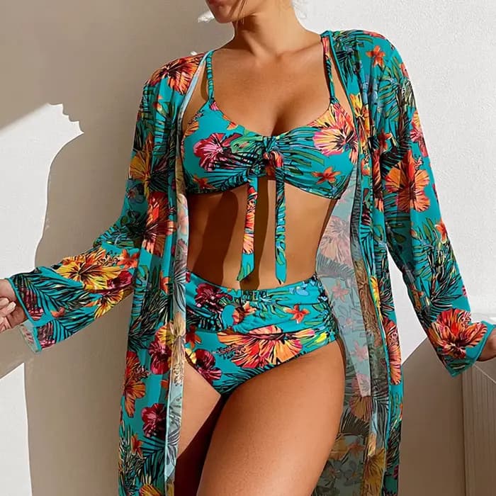 Maillot de bain en maille à imprimé floral pour femmes